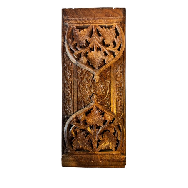 1960s Vintage Hand-Carved Indian Rosewood (Sheesham) Folding Book Stand / Lectern With Intricate Floral Carvings For Sale - Image 5 of 10