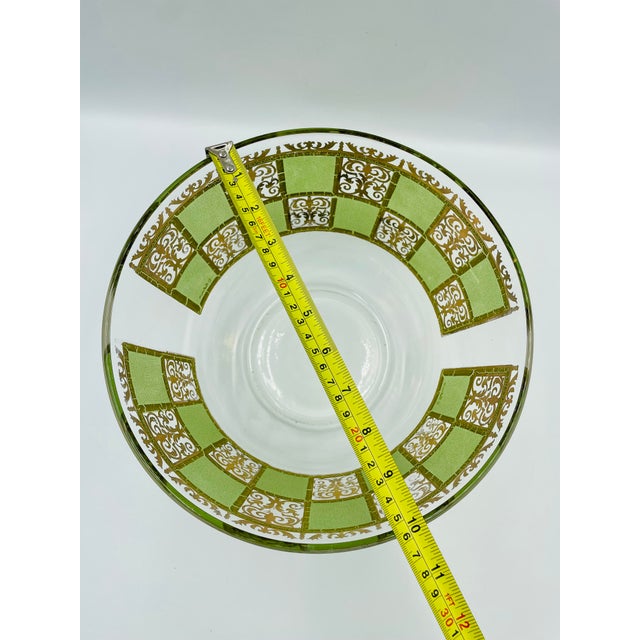 Kelly Green Mid 20th Century Mid-Century Modern Culver Prado 22k Gold & Green Glass Serving Bowl For Sale - Image 8 of 10