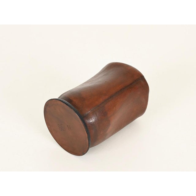 Italian Brown Curved Leather Pen Holder by Nova Tecno, Italy, 1950s For Sale - Image 11 of 12