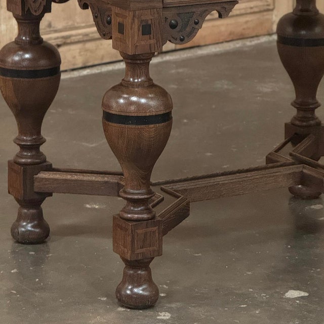 Burnt Umber 19th Century Dutch Jacobean Style Oak Table With Ebonized Trim For Sale - Image 8 of 18