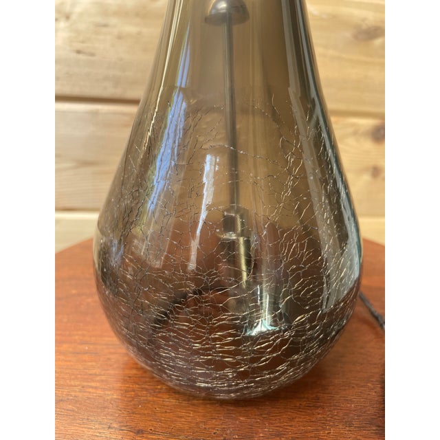 Contemporary Late 20th Century Hand-Blown Smoke Crackle Glass Pendant Light - Sculptural Modern Design For Sale - Image 3 of 6