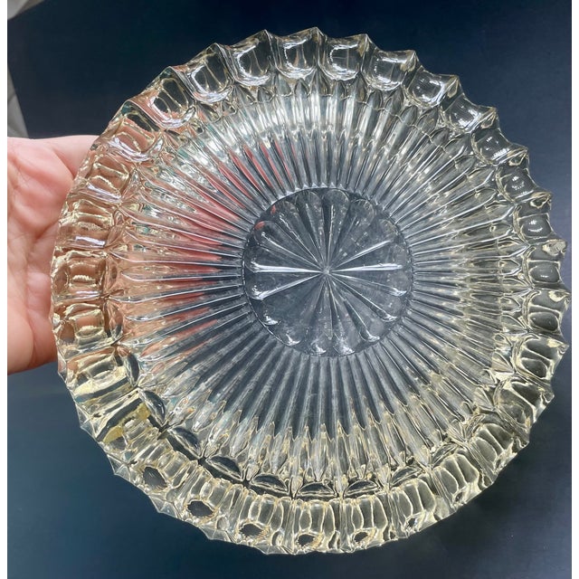Vintage Glass Ashtray – Large Heavy Glass Dish With Yellow Tint Catchall For Sale - Image 9 of 9