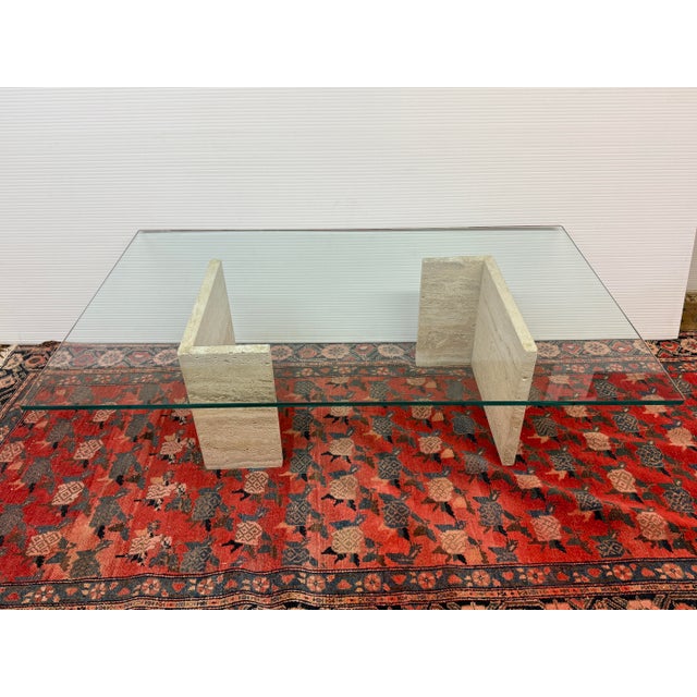 Modern Post Modern Travertine Coffee Table For Sale - Image 3 of 11