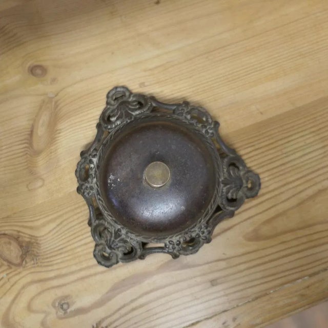 Victorian Decorative Iron Courtesy Counter Top Bell, Reception Desk Bell Made and cast in iron, in good condition and...