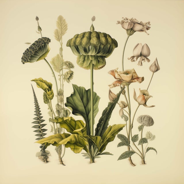 FREE SHIPPING FOR A LIMITED TIME ONLY! Grisaille Dark Green Flowers - Original Art Print by Diane Grant Studio Editions....