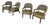 Set of Four Vintage Lewittes Tufted Sage Vinyl Club/Conference Chairs With Brass Casters For Sale