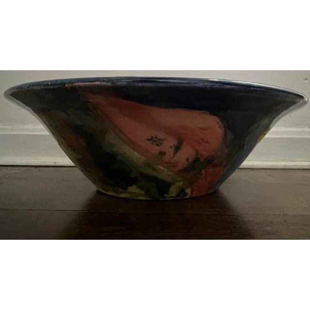 Late 20th Century Large Multi-Colored Decorative Bowl Signed by Abstract Artist Diana Ged For Sale - Image 10 of 13