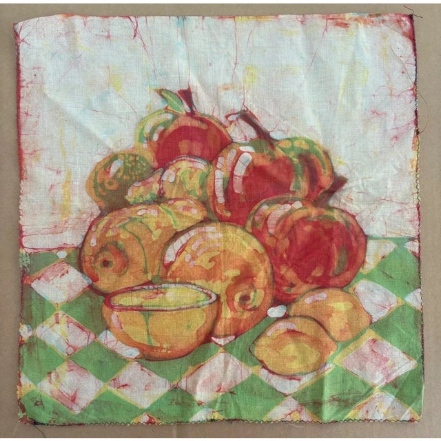 Vintage Batik Still Life with Fruit - 15" Square For Sale - Image 4 of 4