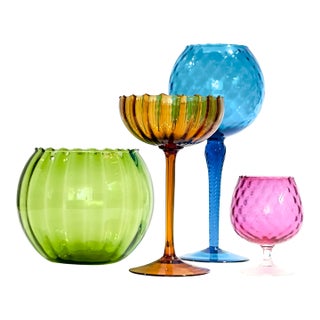 Mid-Century Empoli-Attributed Glass Vessel Color Sampler Curation - Group of 4 For Sale