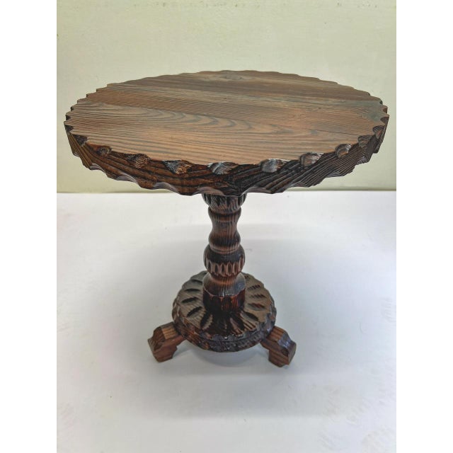 Mid-Century Modern Spanish Colonial Carved Wooden Side Table, 1950s For Sale - Image 3 of 13