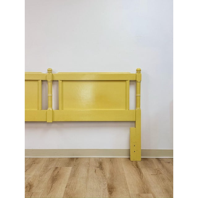 Vintage Cottagecore Painted Yellow King Headboard Eclectic Hollywood Regency For Sale In Tampa - Image 6 of 13