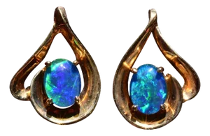 The St Bernard: Australian Opal Triplets Earrings in Yellow Gold, 2 Pieces