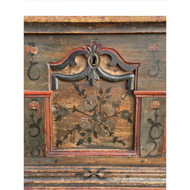 1822 Alpine Blue Floral Painted Blanket Chest For Sale - Image 13 of 18