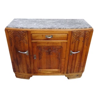 Art Deco Buffet in Walnut and Gray Marble, 1930s For Sale