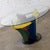 Yellow Late 20th Century Postmodern Dining Table Geometrical Pedestal Base & Round Scalloped Glass Top Style of Memphis Group For Sale - Image 8 of 18