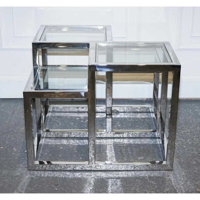Art Deco Style Glass and Polished Stainless Steel Side Tables from Casa Padrino, Set of 2 For Sale - Image 5 of 16