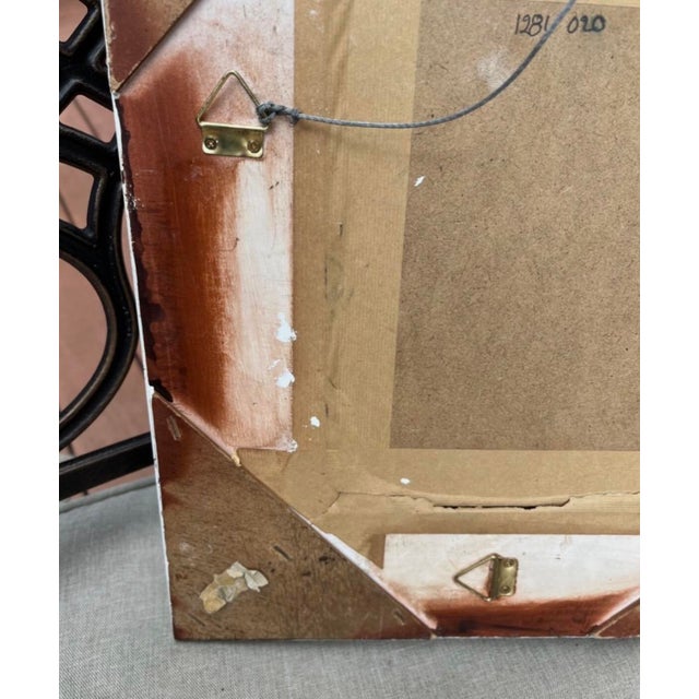 Wood French Country Wall Mirror Features a Heavily Distressed White Frame With Gold Trim For Sale - Image 7 of 15
