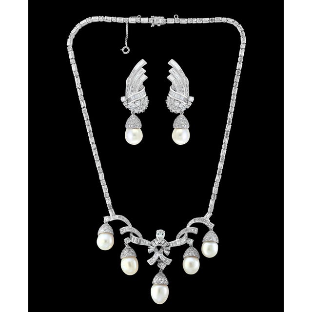 Antique Diamond Pearl Suite in 18 Karat White Gold, Bridal, Estate For Sale In New York - Image 6 of 18