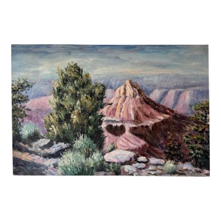 1970’s Vintage Impressionist Desert Landscape Oil on Canvas Painting, Signed, Unframed For Sale