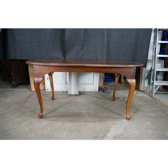 Broyhill Furniture Village Tapestry Queen Anne Style Dining Breakfast Table 68" For Sale - Image 11 of 18