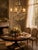 Italian 1950s chandelier featuring an elegant wrought iron frame richly decorated with cascading crystal beads, faceted...