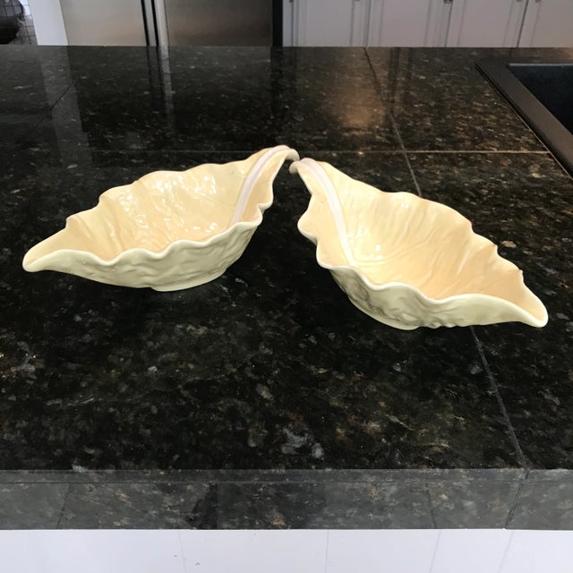 Bordallo Pinheiro Vintage Bordallo Pinheiro Cabbage Leaf Sauce Bowls - A Pair For Sale - Image 4 of 9