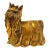 Pair of Kay Finch Yorkshire Terrier Gold Leaf Glaze Silky Yorkie Seated Dog Statue California Usa For Sale