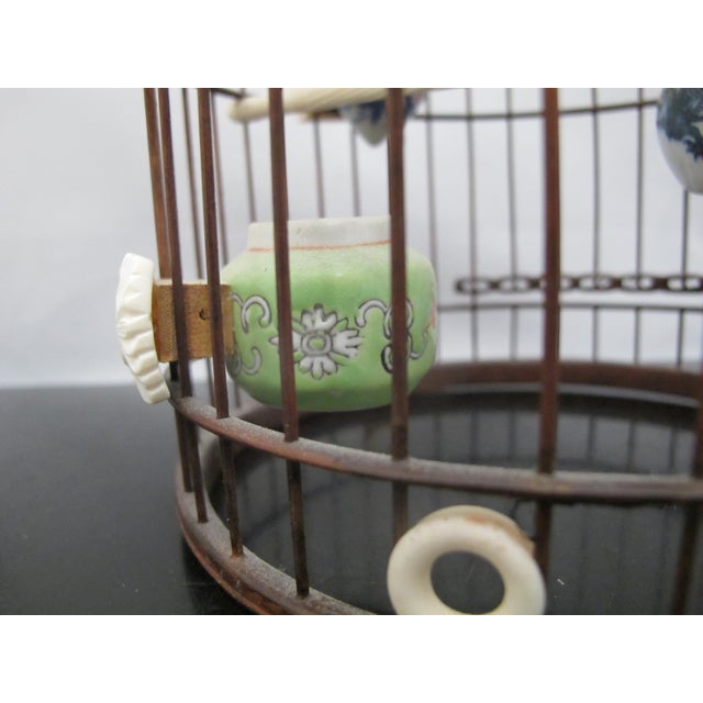 Very Sweet Chinese Wood Bird Cage Carved Tokens Pots & Porcelain Pots For Sale - Image 13 of 18