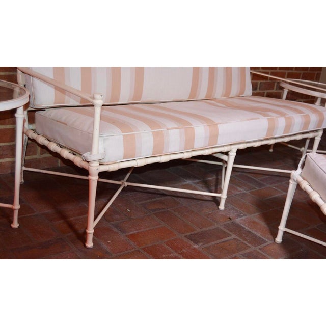 Metal Brown Jordan Cast Metal Outdoor Settee, Ottoman & Accent Tables For Sale - Image 7 of 12