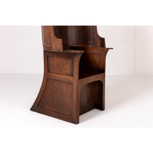 Large Late 18th Century English Oak Hooded Chair For Sale - Image 4 of 14