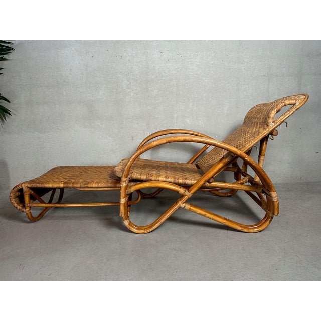 Vintage Chaise Lounge in Wicker, 1970s For Sale - Image 10 of 15