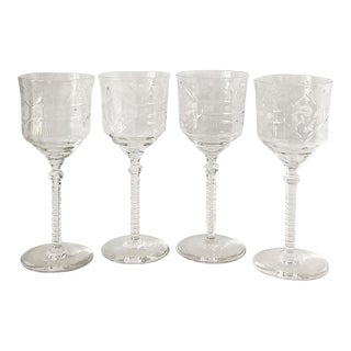 Vintage Cut Glass Cordial Glasses- Set of 4 For Sale
