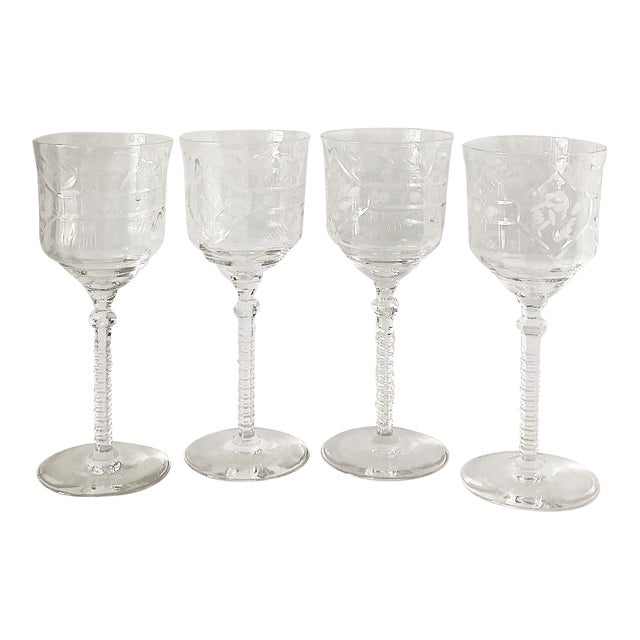 Vintage Cut Glass Cordial Glasses- Set of 4 For Sale