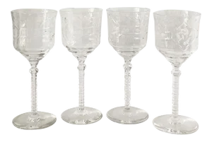 Vintage Cut Glass Cordial Glasses- Set of 4