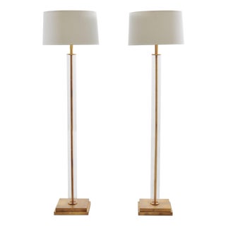 Late 20th Century Pair of Charles Hollis Jones Style Lucite Column Floor Lamps For Sale