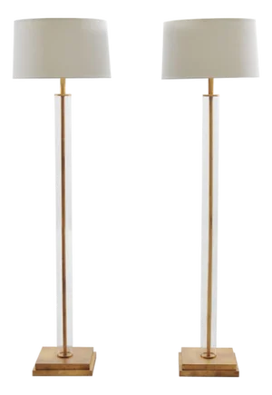 Late 20th Century Pair of Charles Hollis Jones Style Lucite Column Floor Lamps