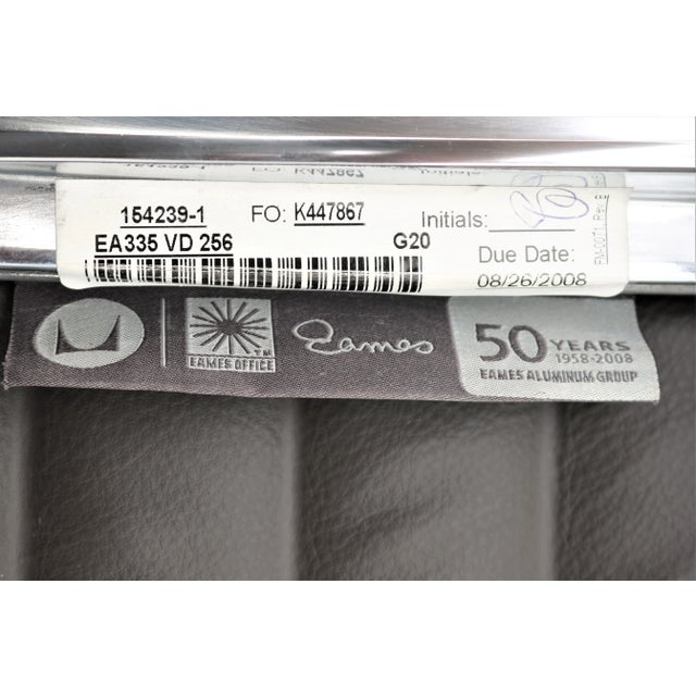 Mid-Century Modern Herman Miller Eames Aluminum Group Brown Leather Management Chair For Sale - Image 12 of 13