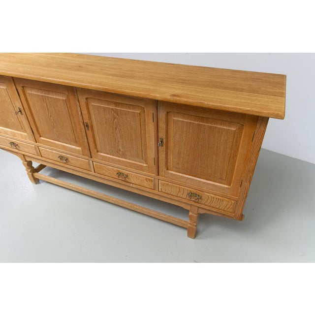 Tan Mid-Century Brutalist Danish Oak Sideboard by Henning Kjærnulf for EG, 1960s For Sale - Image 8 of 18