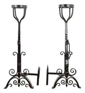 French 18th Century Forged Iron Andirons