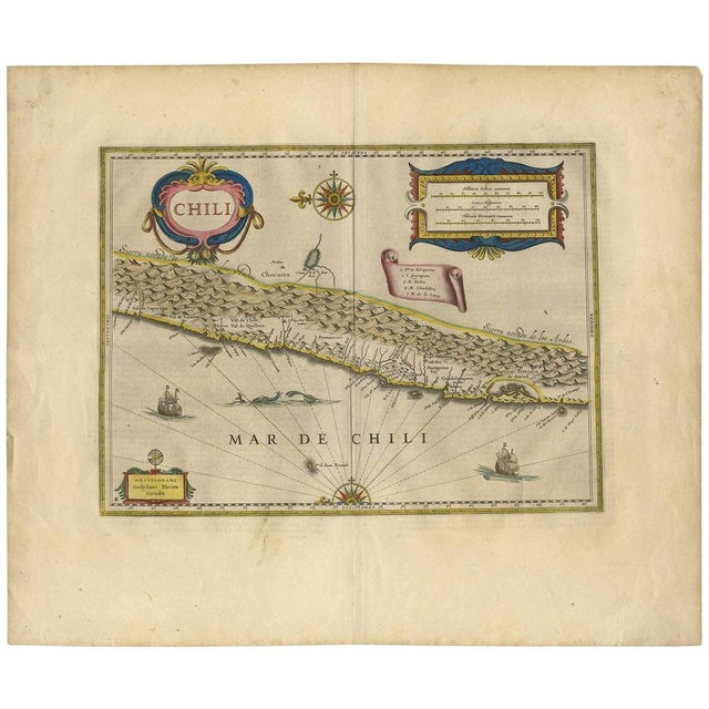 Antique Map of Chili by W. Blaeu, 1658 For Sale - Image 10 of 10