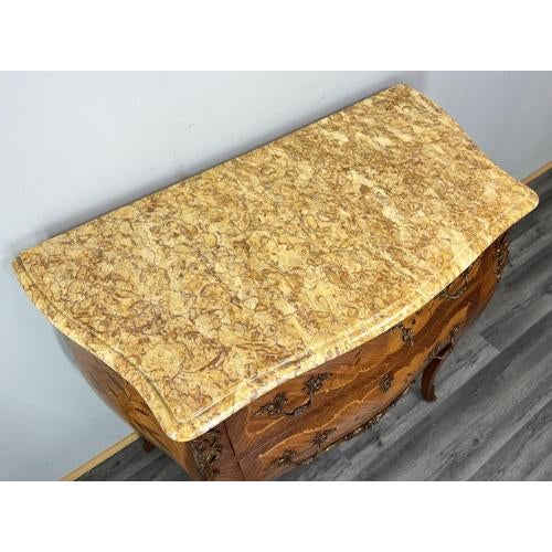 Vintage French Style Walnut Chest of Drawers with Marble Top For Sale - Image 14 of 18