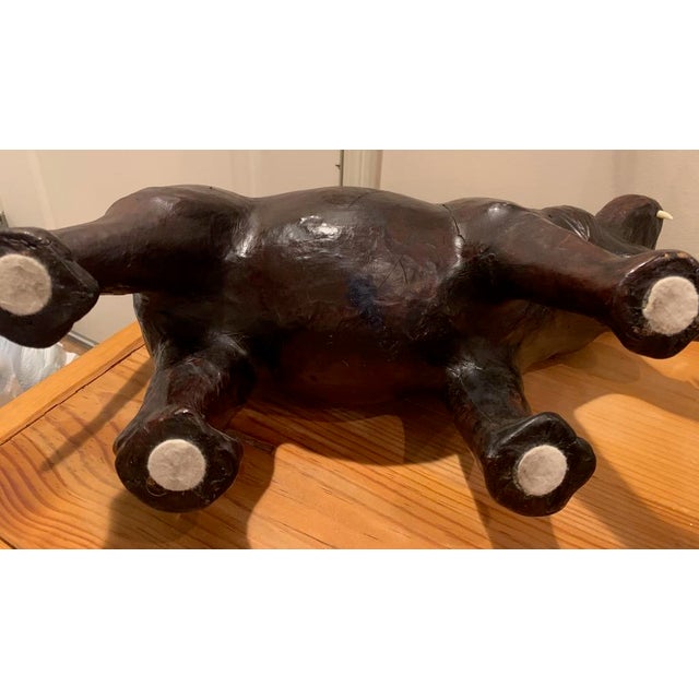 Early 20th Century French Carved Patinated Leather Hippo Sculpture For Sale - Image 4 of 6
