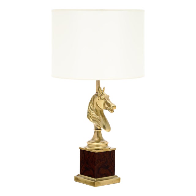 Maison Charles Vintage Brass Table Lamps, Horse Head, Circa 1950 For Sale