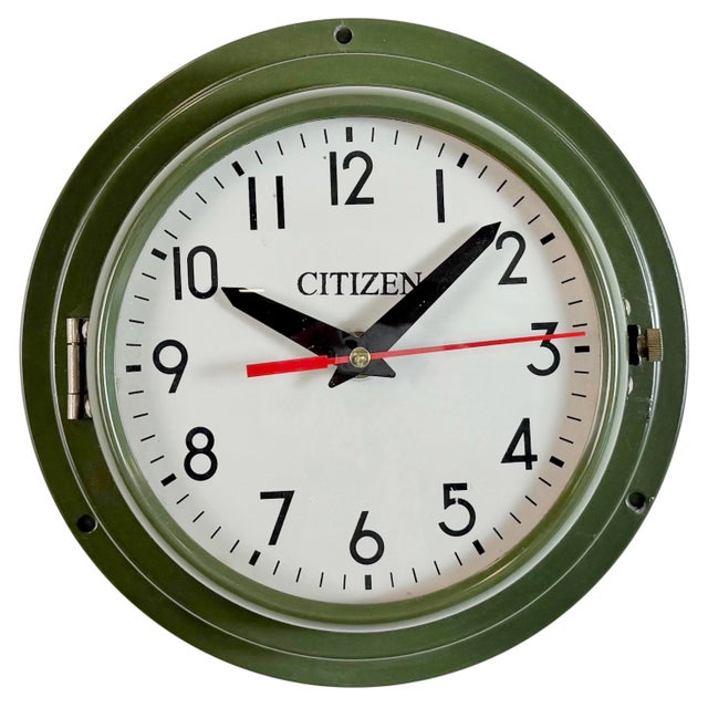 Vintage Green Citizen Ships Wall Clock, 1970s For Sale - Image 17 of 17