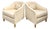 Pair of Vintage Curved Barrel Chairs in Pale Apricot Linen Blend For Sale