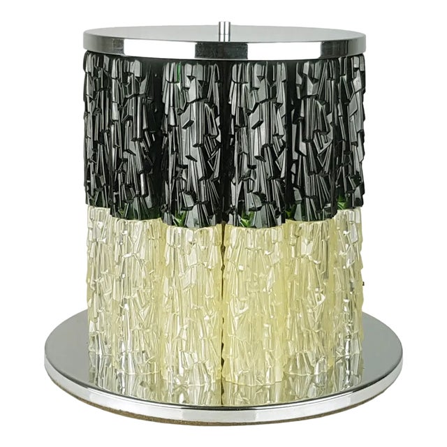 Large Chrome-Plated Metal and White & Green Plastic Table Lamp, 1960s For Sale