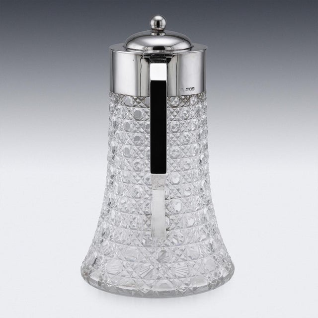 Antique Victorian Silver and Cut Glass Claret Jug, 1896 For Sale - Image 4 of 18