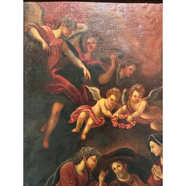 Paint 19th Century Spanish Colonial School “Death of Saint Joseph” Religious Oil Painting For Sale - Image 7 of 8