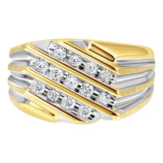 Mens Diamond Wedding Band .50cttw 10k Two Toned Gold, Size 8 For Sale