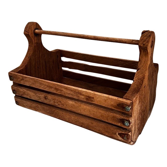 Late 20th Century Handmade Wood Carrying Crate For Sale